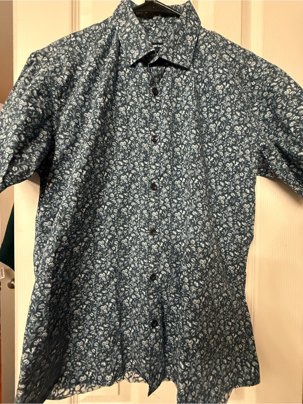 Jared Lang Blue Floral Button-Down Shirt